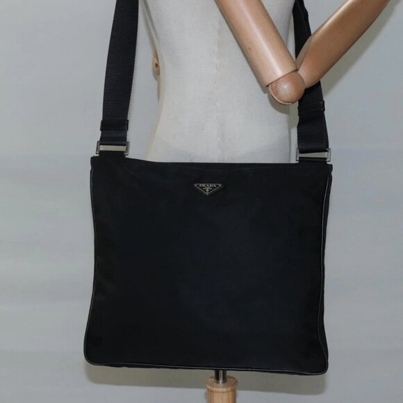 PRADA Shoulder Bag Nylon Black Auth - Picture 1 of 16